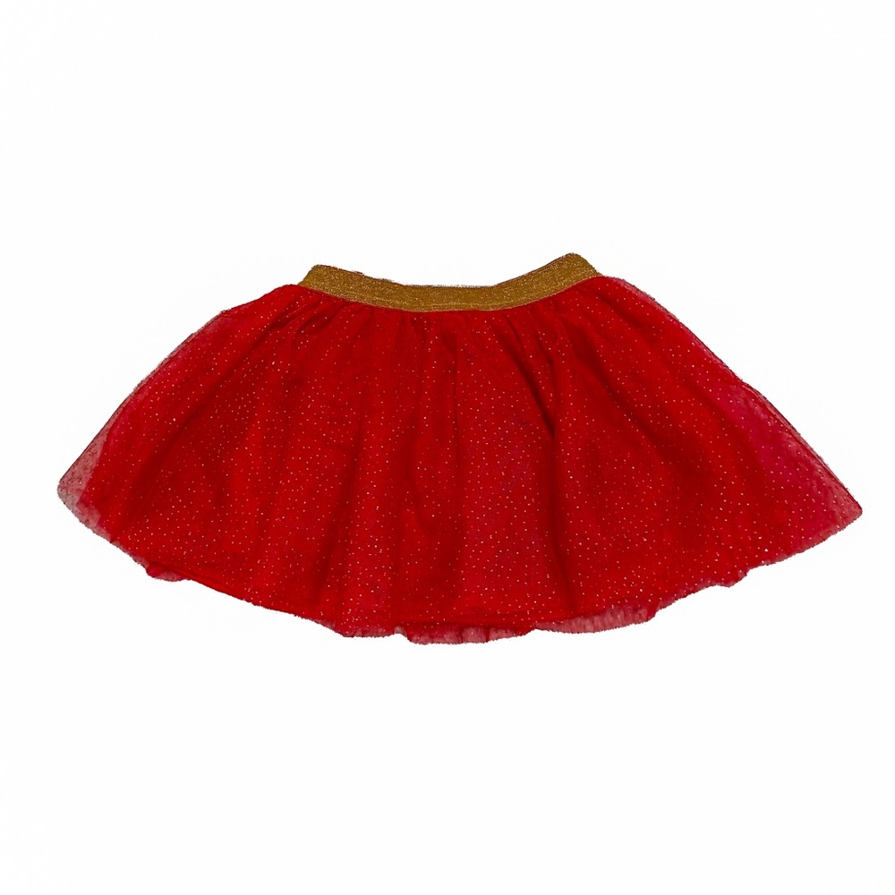 Btween | Toddler‎ Girl Sparkly Red Tutu Skater Skirt with Gold Waistband